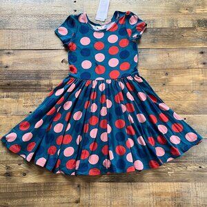 NWT Dot Dot Smile Classic Cap Sleeve Dress Large Dots Teal 3/4